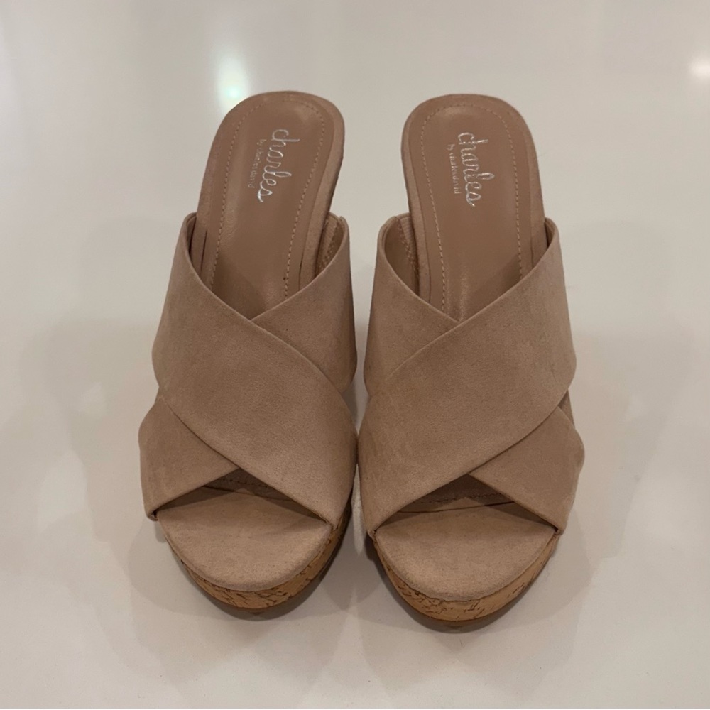 Charles David Tan Microsuede Mules